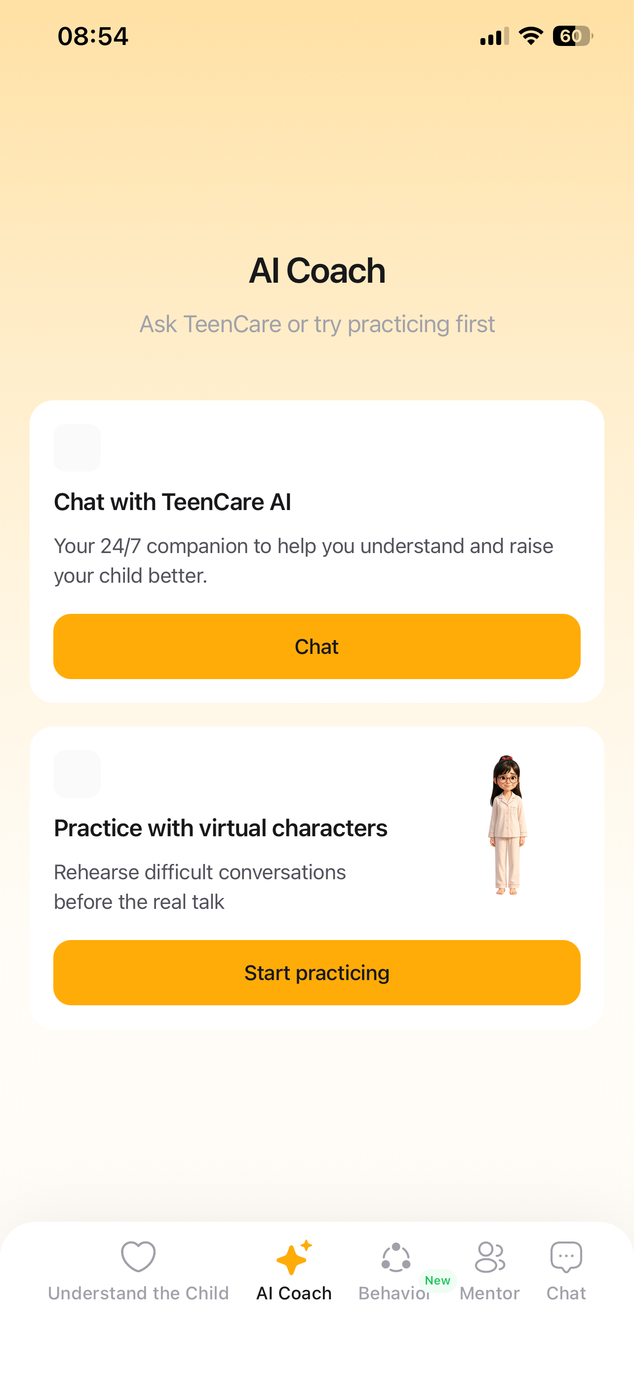 Real English TeenCare Parent AI Coach screen
